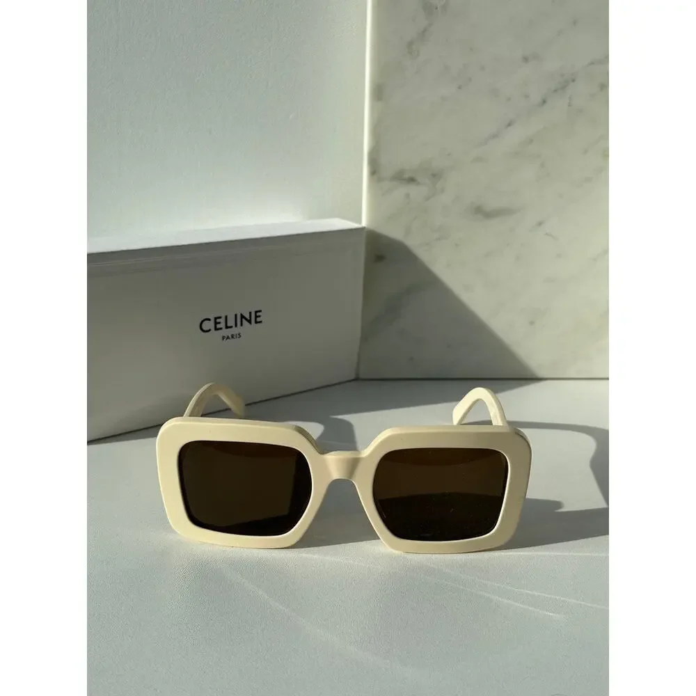 NEW Celine CL40304U Triomphe Square Ivory Sunglasses - Picture 3 of 5